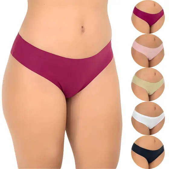 Kit 5 Calcinhas Tanga Sem Costura Calcinha Tecido Macio Não Marca Promoção
