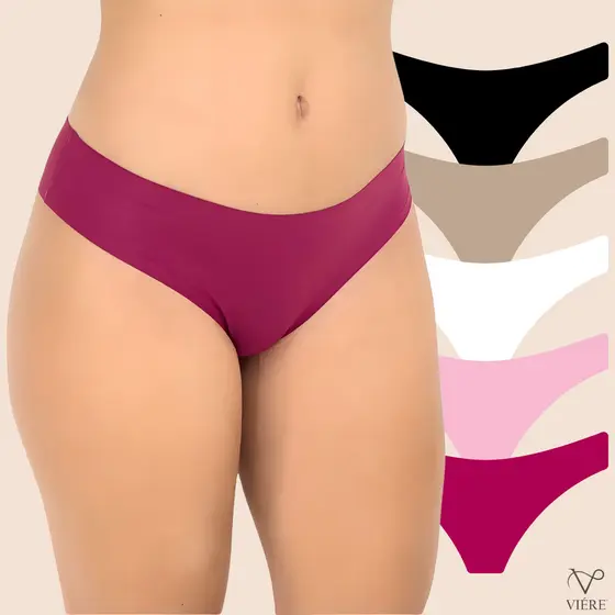 Kit 4 Calcinha Feminina Sem Costura Tanga Confortável em Microfibra Poliamida