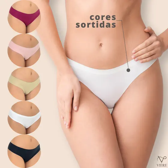 Kit 7 Calcinhas Sem Costura Feminina Tanga Tecido Gelado Não Marca