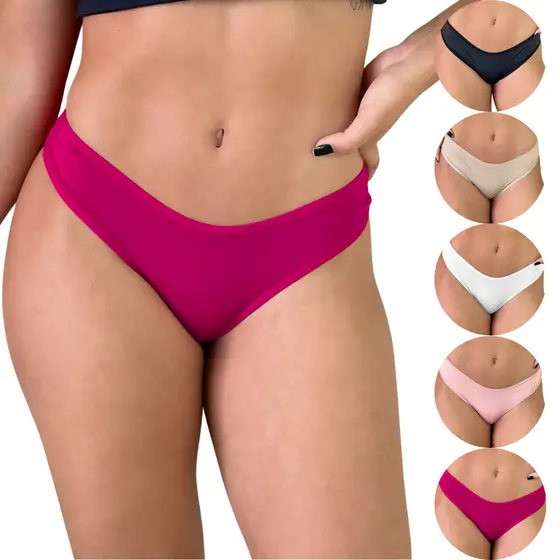 Kit 5 Calcinha de Algodão Feminina Tanga Respirável Cotton Viére