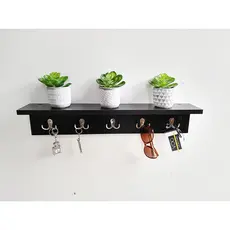 Cabideiro mdf preto com ganchos duplo