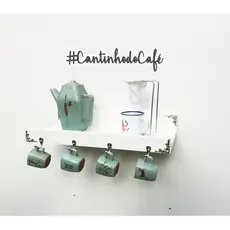 Prateleira mdf Branco para CANTINHO DO CAFÉ PARA DECORAÇÃO  40 cm e 4 ganchos