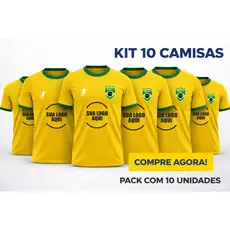 Kit 10 Camisetas Personalizadas Brasil Dry Fit Uniforme Time Empresa Estampa Sua Logo