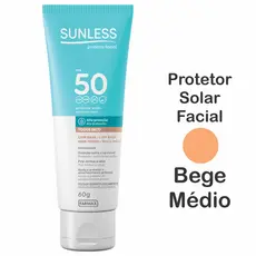 Protetor Solar Facial Sunless FPS 50 Farmax Com Base Bege Médio 60g