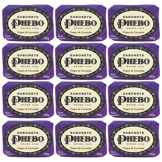 Kit 12 Sabonetes Phebo Toque De Lavanda Em Barra 90g