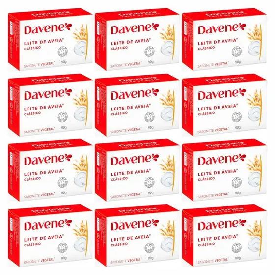 Kit 12 Sabonetes Vegetal Leite de Aveia Davene Original 90g