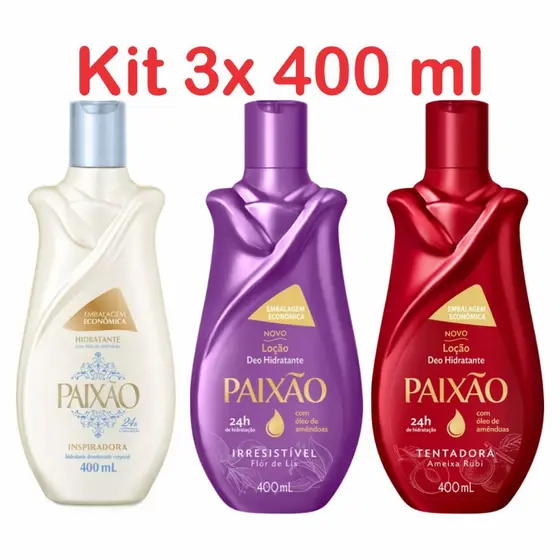 Kit Com 3 Cremes Paixão Óleo De Amêndoas 400ml