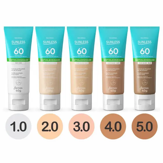 Protetor Solar Facial Sunless Antioleosidade Com Base 60FPS 40g
