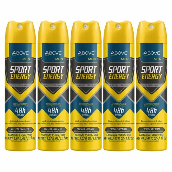 Kit X5 Desodorante Antritranspirante Above Men Sport Energy 150ml