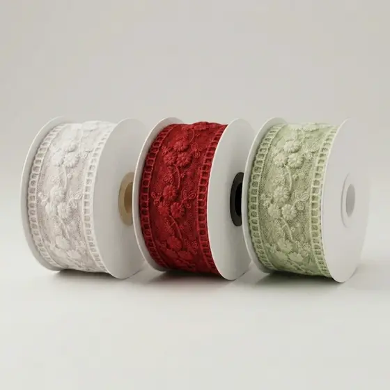 Fita Rendada Trio De Flores 38mm Com 1 metro