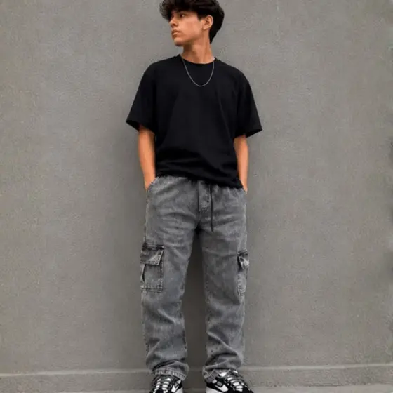 Calça Cargo jeans Infantil Juvenil Skatista Jeans ou Sarja Unissex Menino menina do 2 ao 16