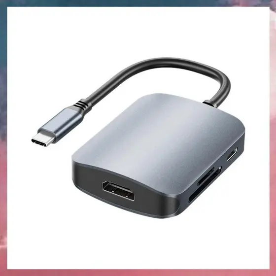(Rjqx) 6 Em 1 USB C HUB Tipo 3.0 Adaptador Para Cartão SD TF Compatível PD Carregador Rápido Divisor Docking Stations