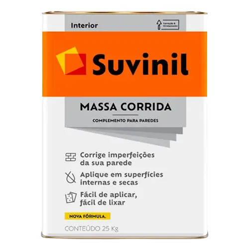 Massa Corrida PVA Suvinil 25kg - Secagem Rápida e Acabamento Perfeito