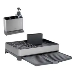 Kit Escorredor de Louça Médio + Organizador de Pia - Aço Inox e Polipropileno Grafite - Tramontina