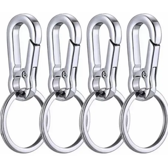 4 X Mosquetao Chaveiro Trava Argola Gancho Metal Chave Moto KIT 4 / 8 / 12 unidades Presente Resistente