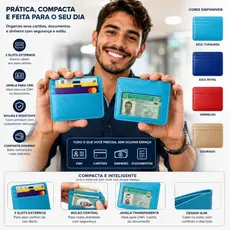 Carteira Porta Cartão Pocket Slim Compacta Couro Ecológico Anti-RFID Masculina Feminina