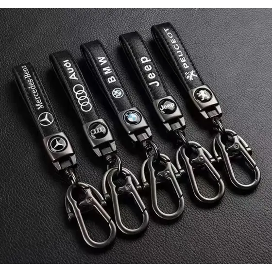Chaveiro Automovel Carro Mosquetao em Couro Legitimo Personalizado Marca Presente Luxo
