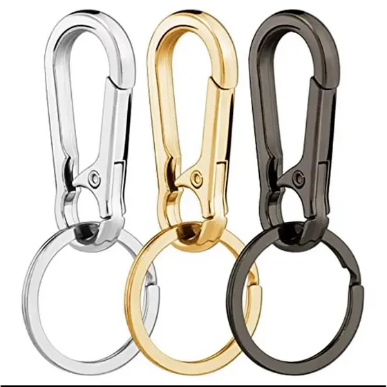 3x Mosquetao Prata Chumbo Dourado Chaveiro gancho argola trava