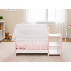 Berço para Boneca Infantil Cômodas com Véu Comodas Reborn | Rosa, azul e branco