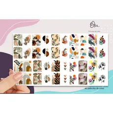 cartelão com 40 peliculas de unha FLORAL VINTAGE MINIMALISTA FLOR