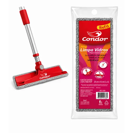 Refil P/ Rodo Mop Limpa Vidros Condor Lava E Seca Vidraça