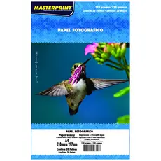 Papel Glossy 120g A4 Fotográfico Branco Brilhante Masterprint com 20 Folhas
