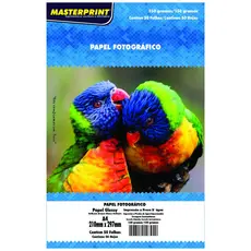 Papel Glossy Fotográfico 150g A4 Branco Brilhante Masterprint com 50 Folhas
