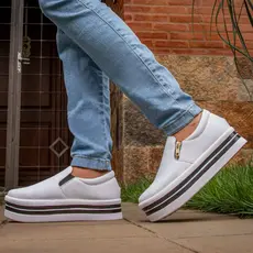 Slip On Feminino Sola Alta Tênis Plataforma Com Zíper Iate Macio Para Ficar Alta