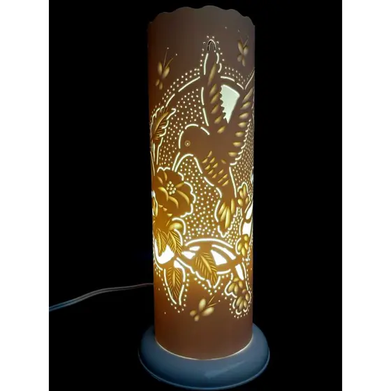Luminária De Mesa Abajur Decorativo Flores Beija flor Artesanal de PVC