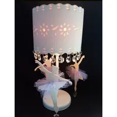 Abajur Infantil Luminária de Mesa Bailarinas Decoração Quarto de Menina Bebê  Tule Lilás
