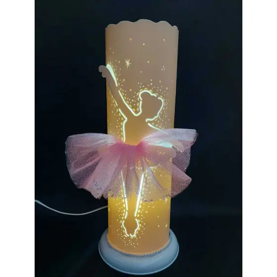Abajur Luminária Infantil em pvc Artesanal Bailarina Decoração Quarto de Menina Bebê