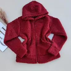 Jaqueta de Frio Infantil Inverno para Menina casaco Teddy Infantil com Touca Tendência Menino