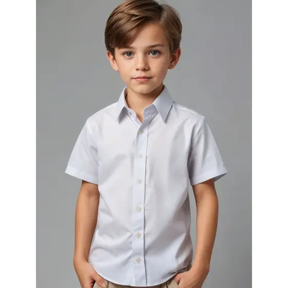 Camisa Social Infantil Manga Curta De Botão Linha Premium Menino
