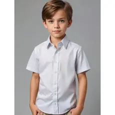 Camisa Social Infantil Manga Curta De Botão Linha Premium Menino