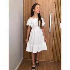 Vestido Infantil e Juvenil Ciganinha Liso De Manguinha Moda Tiktok Blogueirinha