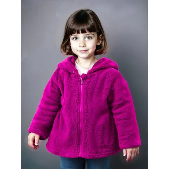 Jaqueta de Frio Infantil Inverno para Menina casaco Teddy Ted com Touca Capuz Jaqueta Premium