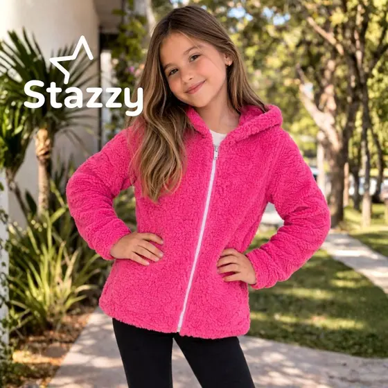 Jaqueta de Frio Infantil Inverno para Menina e Menino casaco Teddy Infantil com Touca