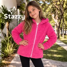 Jaqueta de Frio Infantil Inverno para Menina e Menino casaco Teddy Infantil com Touca