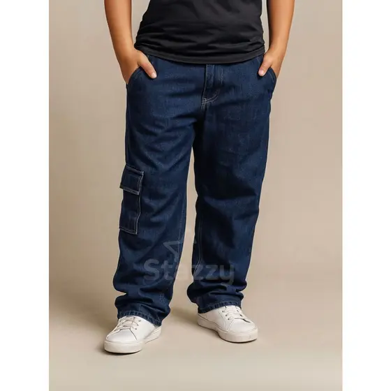 Calça Jeans Infantil Menino Juvenil Modelo Cargo Linha Premium Adolescente Com Ajuste na Cintura