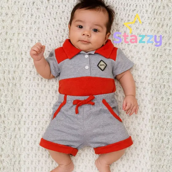 Conjunto bebê Menino Mauricinho com camiseta polo e shorts linha baby Récem Nascido Do 0 a 6 meses