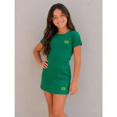 Conjunto infantil do Brasil Canelado Copa Blusa + Short Saia e Juvenil seleção Linha Premium