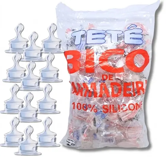 Kit Bico de Mamadeira Ortodontica 100% Silicone Tetê