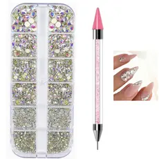 Kit Decoração Unhas Strass Furta Cor Pedrarias Caneta Pega Strass Profissional
