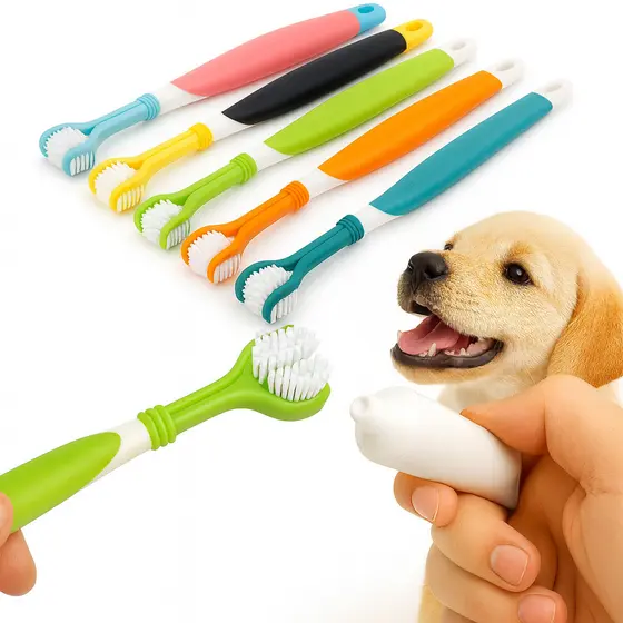 Escova de Dente para Cachorro e Gato 3 Lados 360°