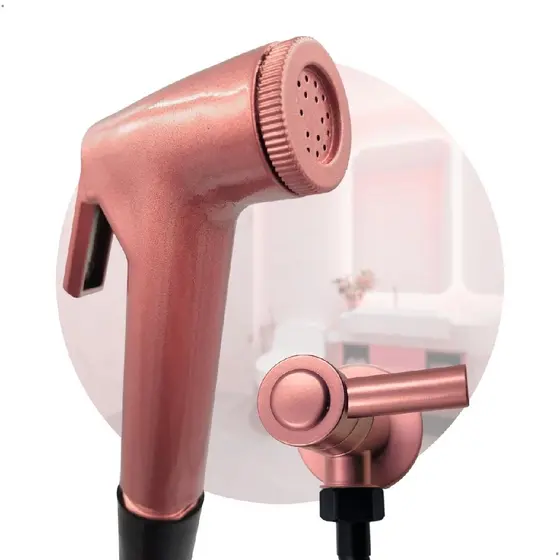 Ducha Higienica Preta E Rose Gold 120cm Crie Construa