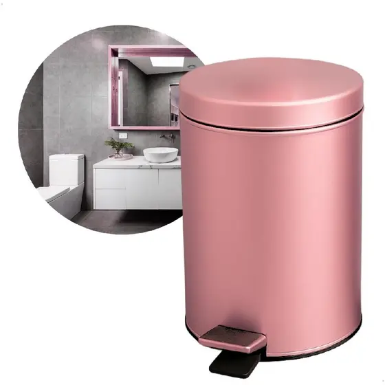 Lixeira Rose Gold Inox com pedal Multiuso 3L Crie Construa