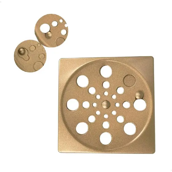 Grelha Ralo Inox Dourado Quadrado 10x10cm Abre E Fecha
