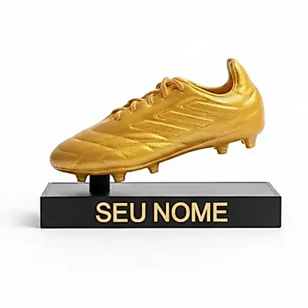 Troféu Chuteira de Ouro Personalizada Decoração Campeão Campeonato
