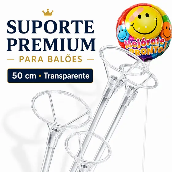 Suporte Para Balao Bubble Ou Metalizado 50 Cm Transparente Pega Balão Decoração Palito Bexiga