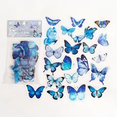 Kit Borboleta Adesivo Decorativo Scrapbook Colorida Azul